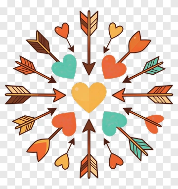 Colorful Heart And Arrow Design PNG