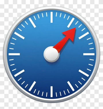 Clock With Blue Background And Red Arrow PNG