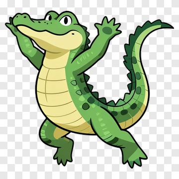 Cartoon Alligator With Outstretched Arms PNG