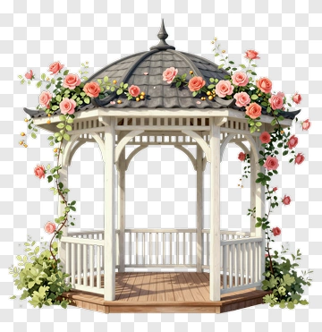 Gazebo Surrounded By Roses PNG