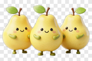 Cartoon Pear Characters With Smiling Faces PNG