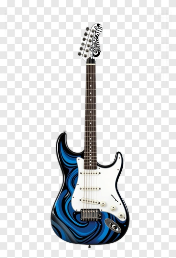 Electric Guitar With Blue Swirl Design PNG