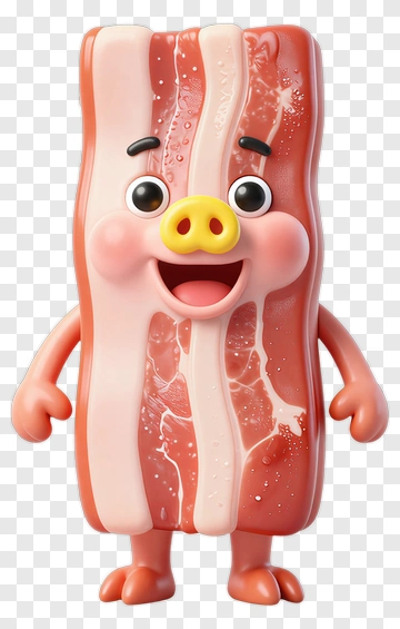 Cartoon Bacon Character Smiling PNG