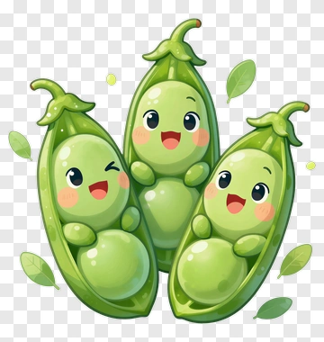 Cartoon Peas With Happy Expressions PNG
