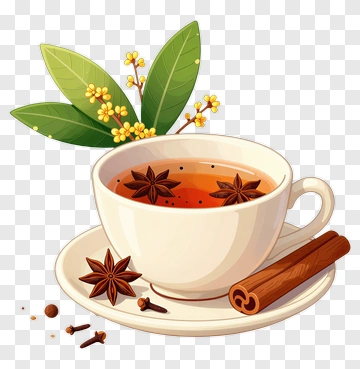 Cup Of Tea With Spices And Leaves PNG