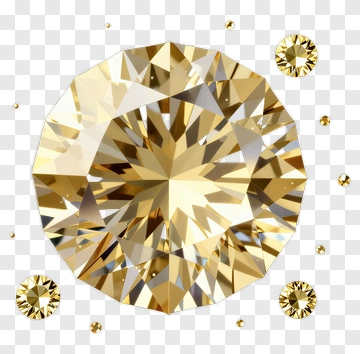 Golden Diamond With Surrounding Gems PNG