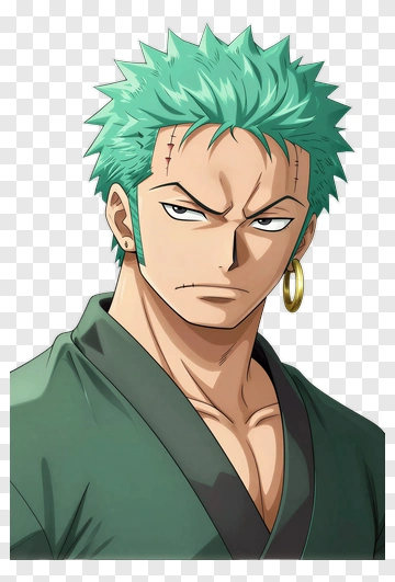 Anime Character With Green Hair And Earring PNG