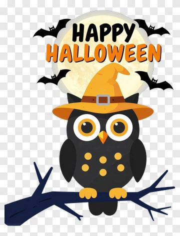 Halloween Owl Wearing A Witch Hat PNG