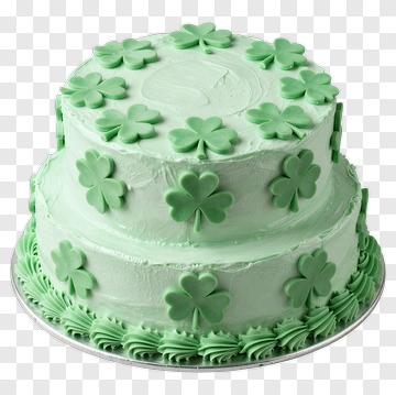 St. Patrick's Day Cake With Green Frosting And Shamrocks PNG