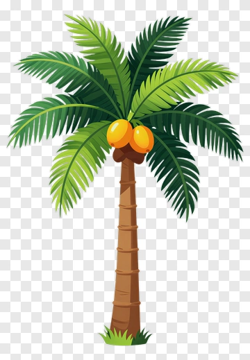 Colorful Palm Tree With Yellow Fruits PNG