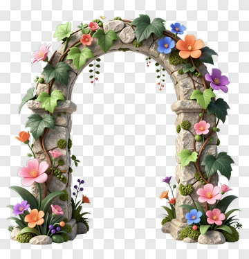 Floral Stone Archway PNG