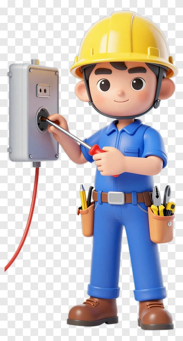 3D Electrician Using A Screwdriver PNG