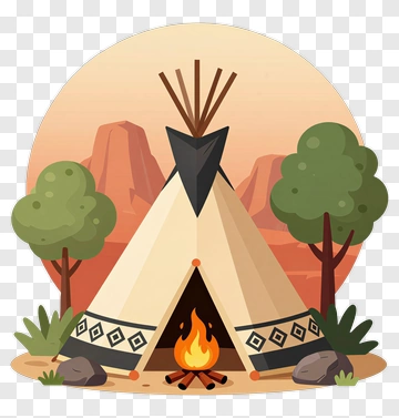 Teepee With Campfire In A Desert Landscape PNG
