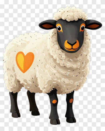 Cartoon Sheep With Heart PNG