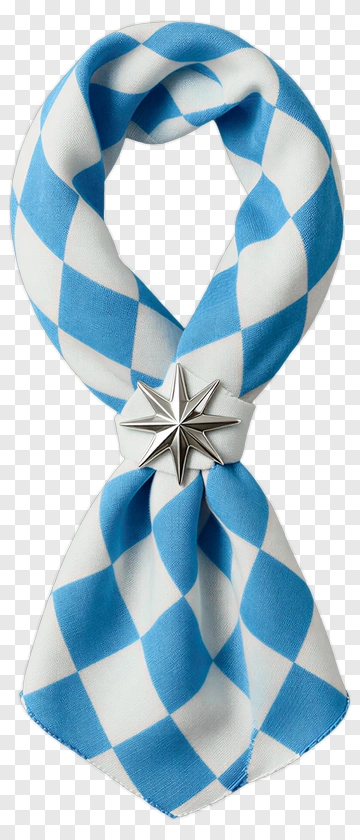 Bavarian Blue And White Scarf With Star Pin PNG
