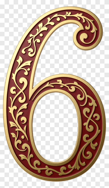 Decorative Number Six With Floral Design PNG