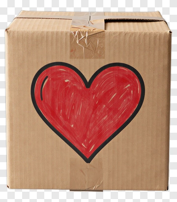Cardboard Box With Red Heart Drawing PNG
