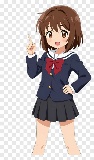 Anime Schoolgirl Pointing Finger PNG
