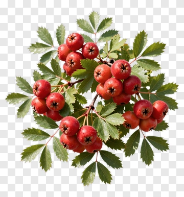 Red Hawthorn Berries With Green Leaves PNG