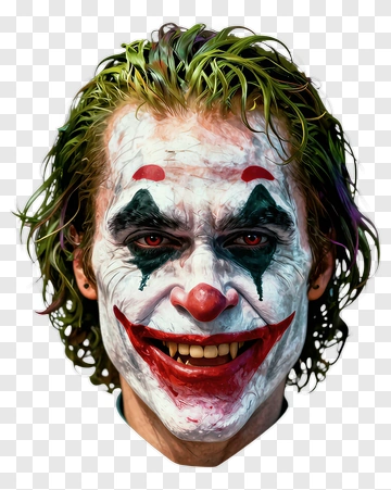 Joker Character With Green Hair And Face Paint PNG