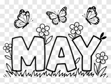 May Floral Design With Butterflies PNG