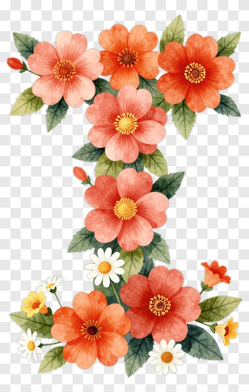 Floral Number Decoration PNG