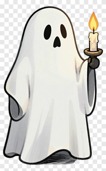 Cartoon Ghost Holding A Candle PNG