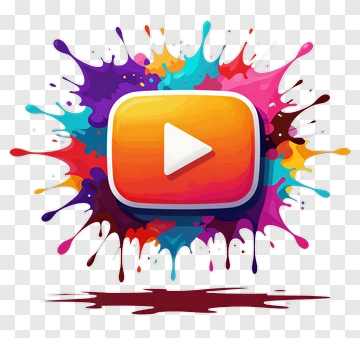 Colorful Play Button With Paint Splash PNG