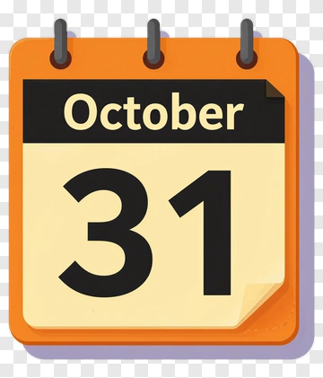 October 31 Calendar Page PNG