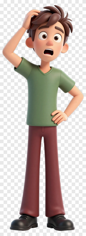 Cartoon Boy Looking Confused PNG