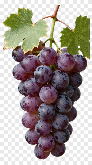 Bunch Of Fresh Grapes With Leaves PNG