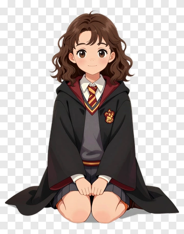 Anime Girl In Hogwarts Robe PNG