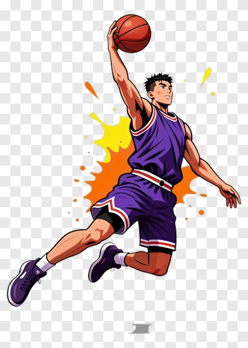 Basketball Player Jumping To Dunk A Ball PNG