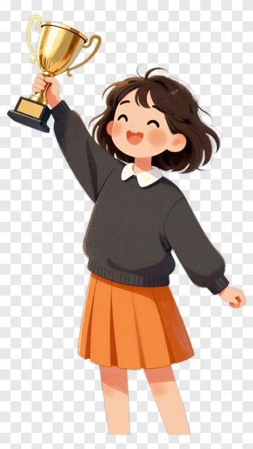 Happy Girl Holding A Trophy PNG