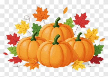 Pumpkin Arrangement With Autumn Leaves PNG