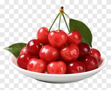 Fresh Red Cherries In A Bowl PNG
