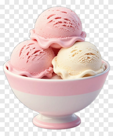 Ice Cream Bowl With Three Scoops PNG