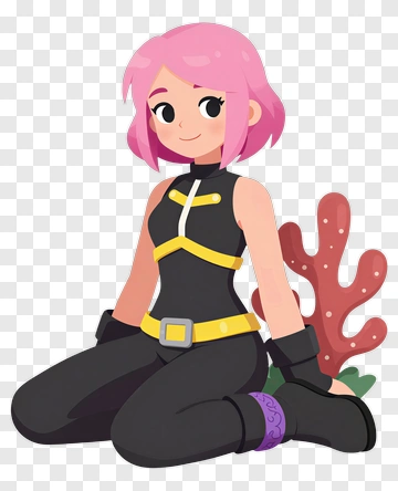 Cartoon Character Sitting With Coral PNG