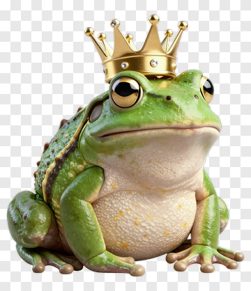 3D Frog Wearing A Crown PNG