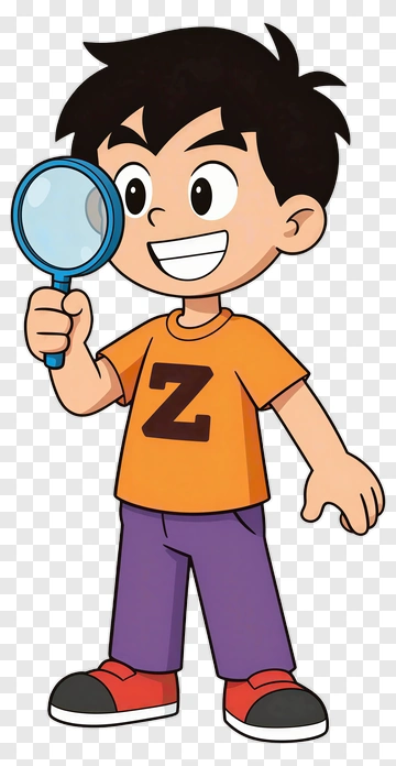 Cartoon Boy Holding A Magnifying Glass PNG