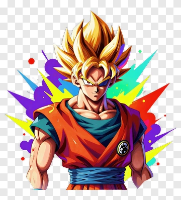 Anime Character With Spiky Hair And Colorful Background PNG