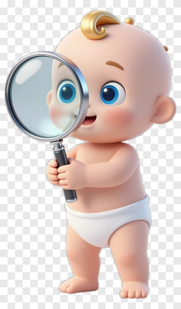 Cartoon Baby Holding A Magnifying Glass PNG