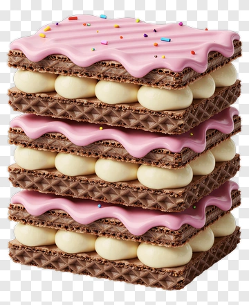 Layered Chocolate Dessert With Pink Frosting PNG