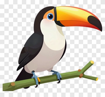 Cartoon Toucan Sitting On A Branch PNG