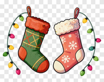 Christmas Stockings With Colorful Lights PNG