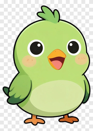 Cartoon Green Bird PNG