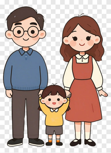 Cartoon Family Holding Hands PNG