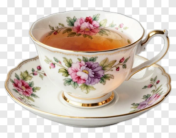 Floral Tea Cup With Saucer PNG