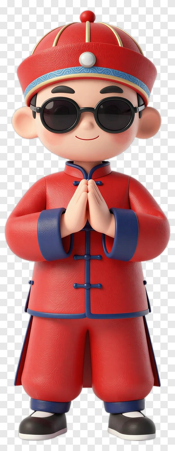 Cartoon Boy In Traditional Red Outfit PNG