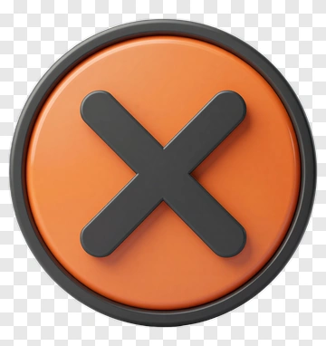 Orange Cross Button PNG